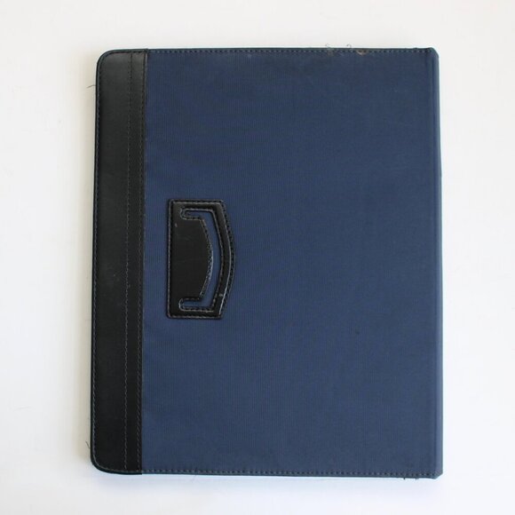 Coach Varick Navy Blue Nylon iPad Case Stand Sleeve Cover w/ Black Leather Trim - Picture 2 of 6